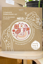 Hook, Line, and Tinker Embroidery Kit - Folk Fox Colour