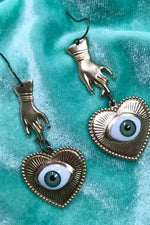 Odyssey & Oddities Hand + Heart Eye Earrings