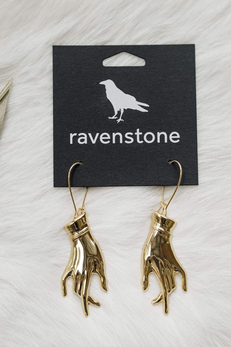 Ravenstone Hand Earrings - Gold