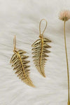 Ravenstone Fern Earrings - Gold