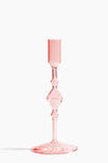 Poketo Glass Candlestick Holder in Tall - Pink