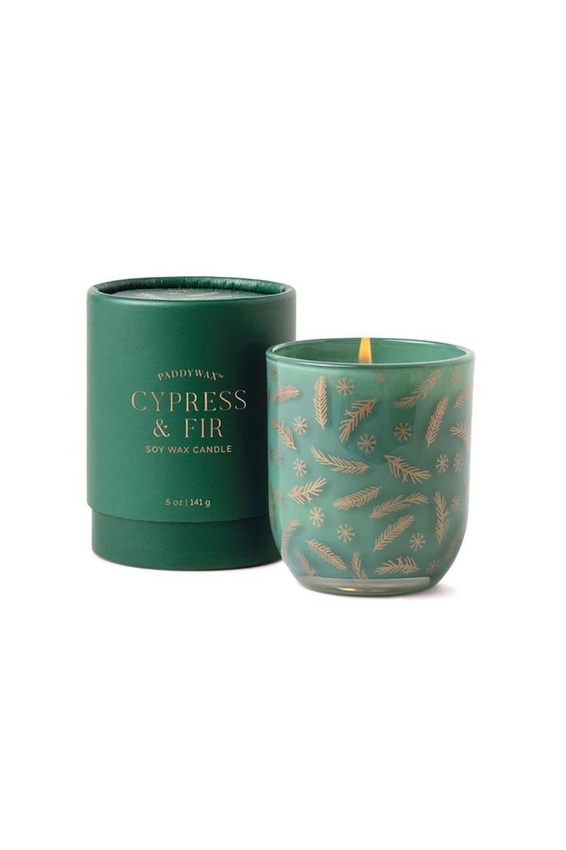 Paddywax Cypress & Fir Mini 5oz Candle - Green Opaque Glass
