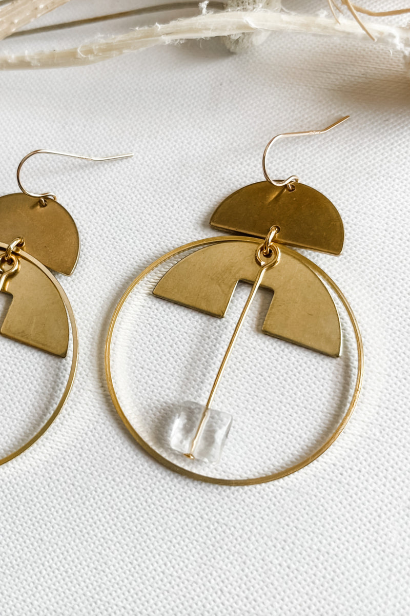 Geometric Quartz Drop Earrings