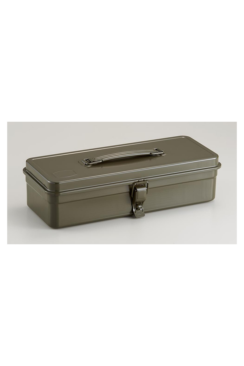 Toyo Steel Toolbox with Handle and Flat Lid- Military Green