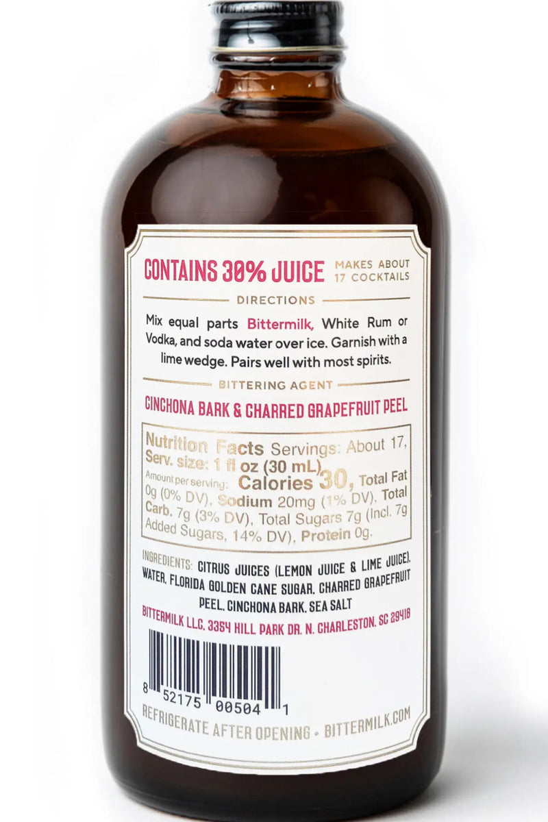 Bittermilk Charred Grapefruit Tonic with Sea Salt Handcrafted Cocktail Mixers
