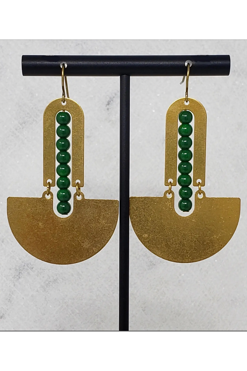 Golden Totem Earrings- Emerald