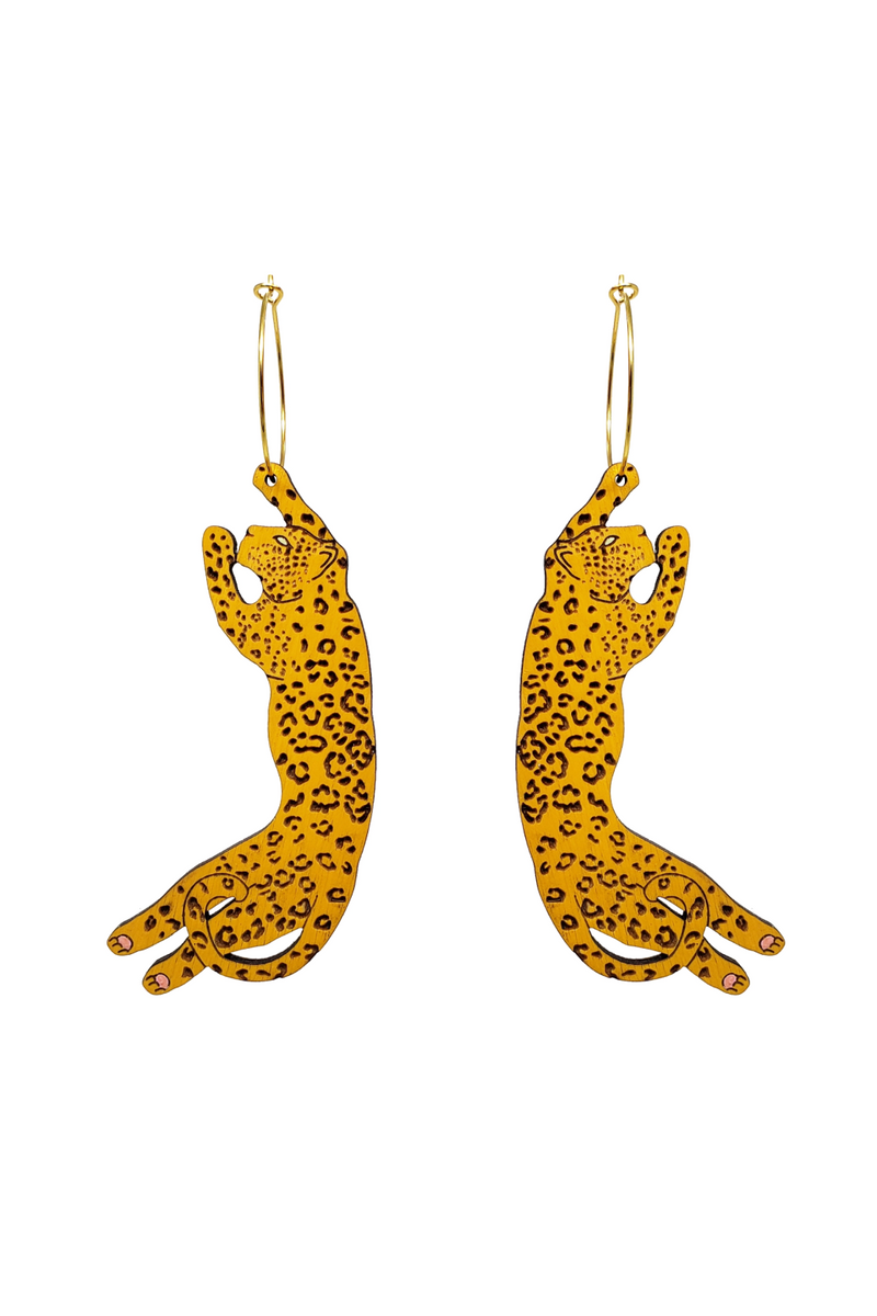 Le Chic Miami Leopard Hoop Earrings - Natural