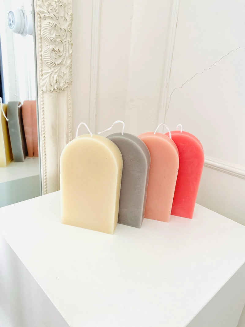 Maple + Love Colorful Geometric Shapes Candles - Tall Arch Coral