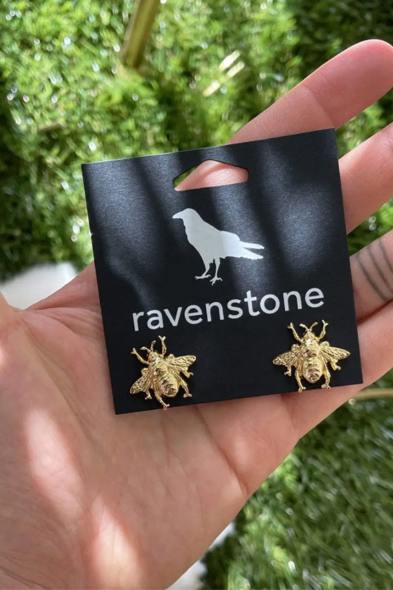 Ravenstone Bumblebee Stud Earrings - Gold