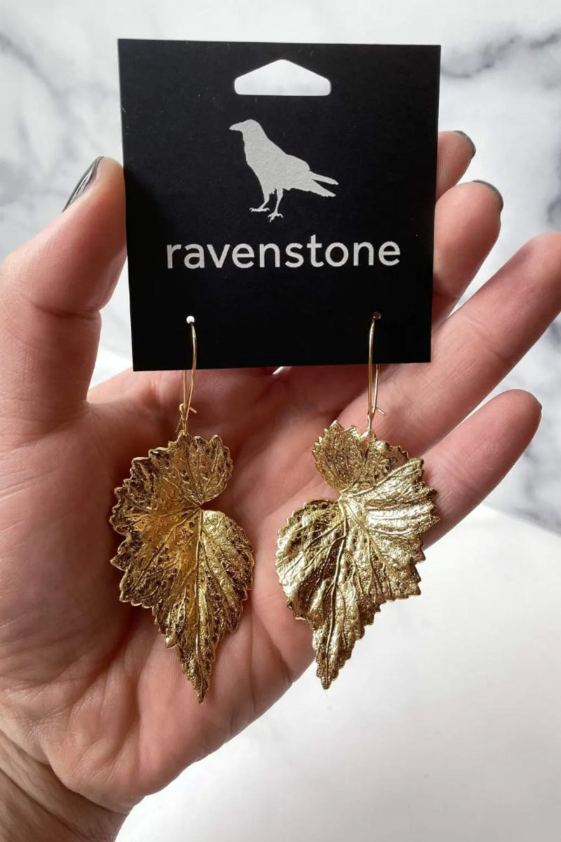 Ravenstone Begonia Leaf Earrings - Gold