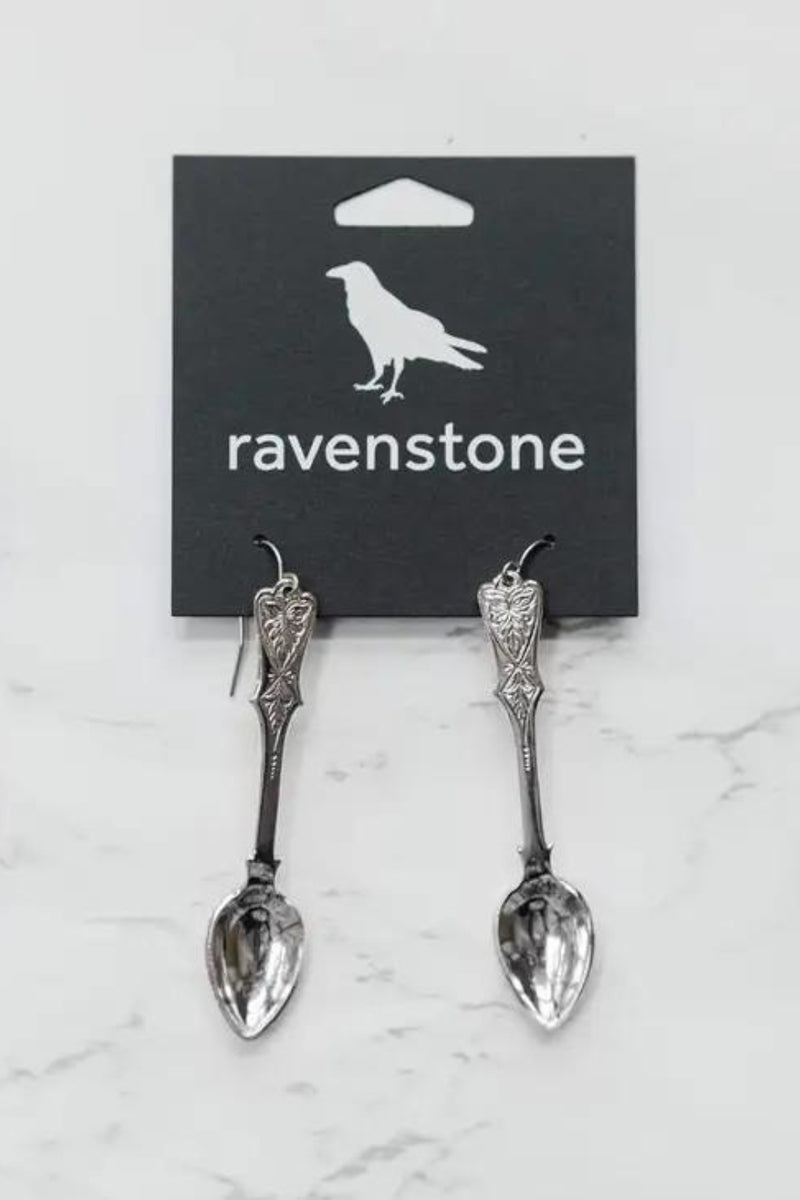 Ravenstone Spoon Earrings - Silver